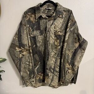 Vintage Walls Camo Button Up Shirt Mens 2XL Camouflage Real Tree Hunting